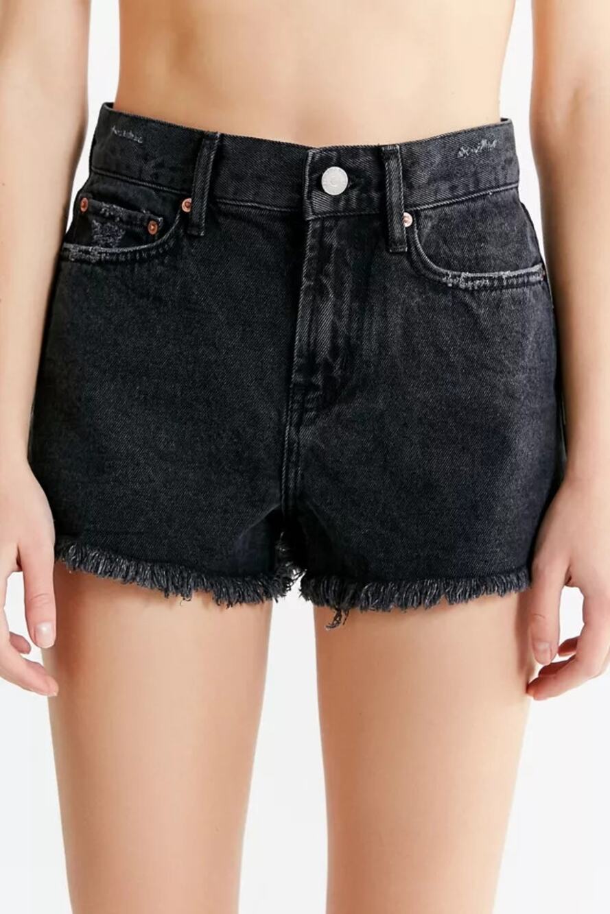 BDG Urban Outfitters High Rise Cutoff Denim Girlfriend Shorts Black 28